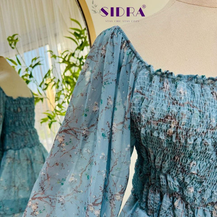 Orchid Flower Dress - Light Blue SAM HIJAB