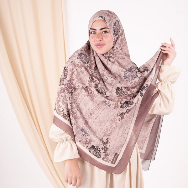Printed chiffon khimar  03 SAM HIJAB