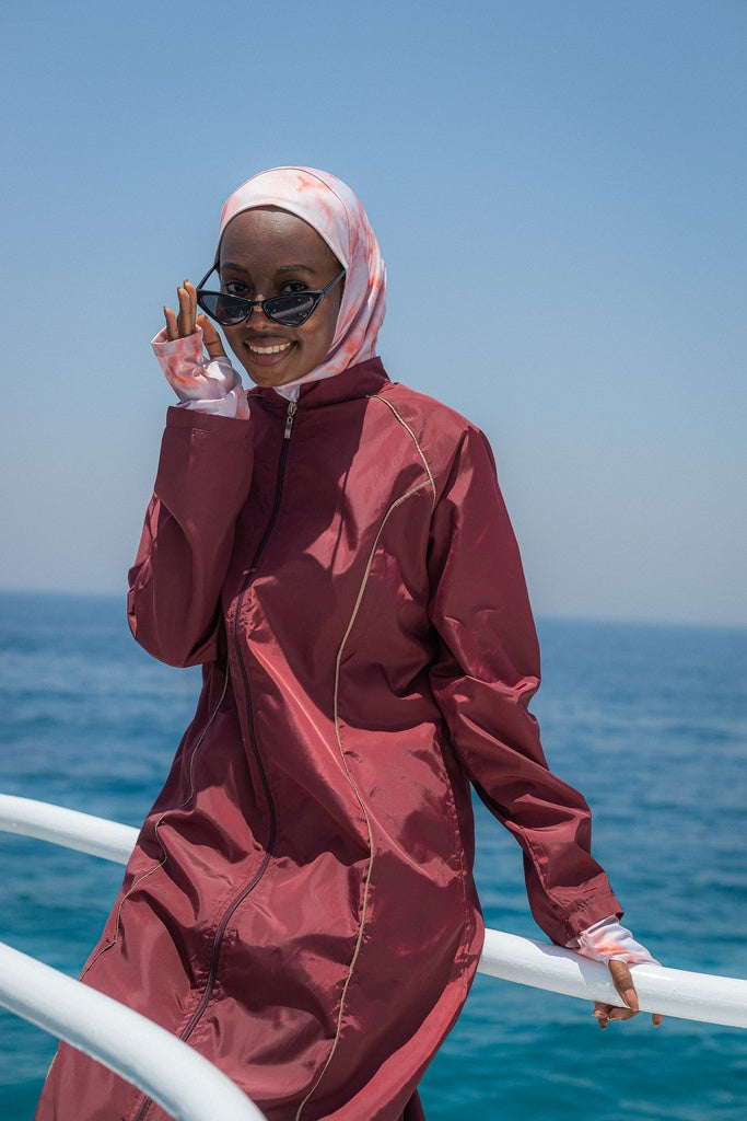 Marble Burgundy Burkini SAM HIJAB
