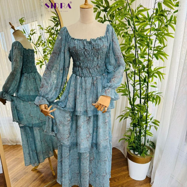 Orchid Flower Dress - Light Blue SAM HIJAB